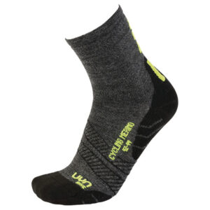 UYN Chaussettes homme cycling Merino – anthracite/yellow fluo