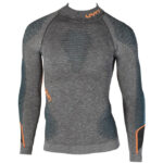 UYN Sous-vêt. homme lg manches AMBITYON (col) – black melange/atlantic/orange shiny